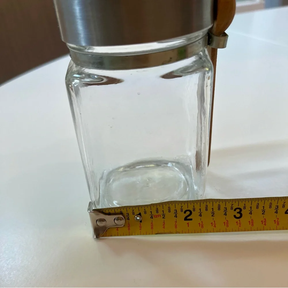 Glass Spice Jar with Silver Lid and Wooden Spoon - Picture 5 of 6